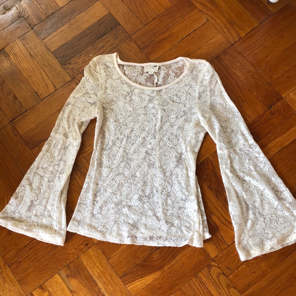 Long sleeve flare bell bottom floral lace top